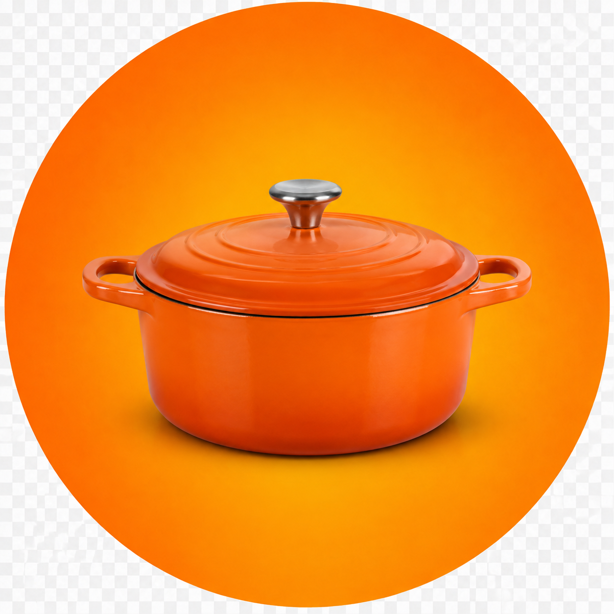Panela de cerâmica laranja com tampa